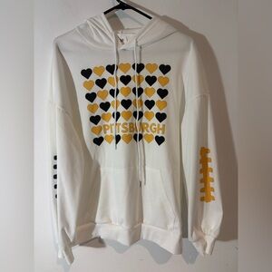 Pittsburgh Steelers Medoum Lightweight Hoodie White Hearts NFL Football Casual
